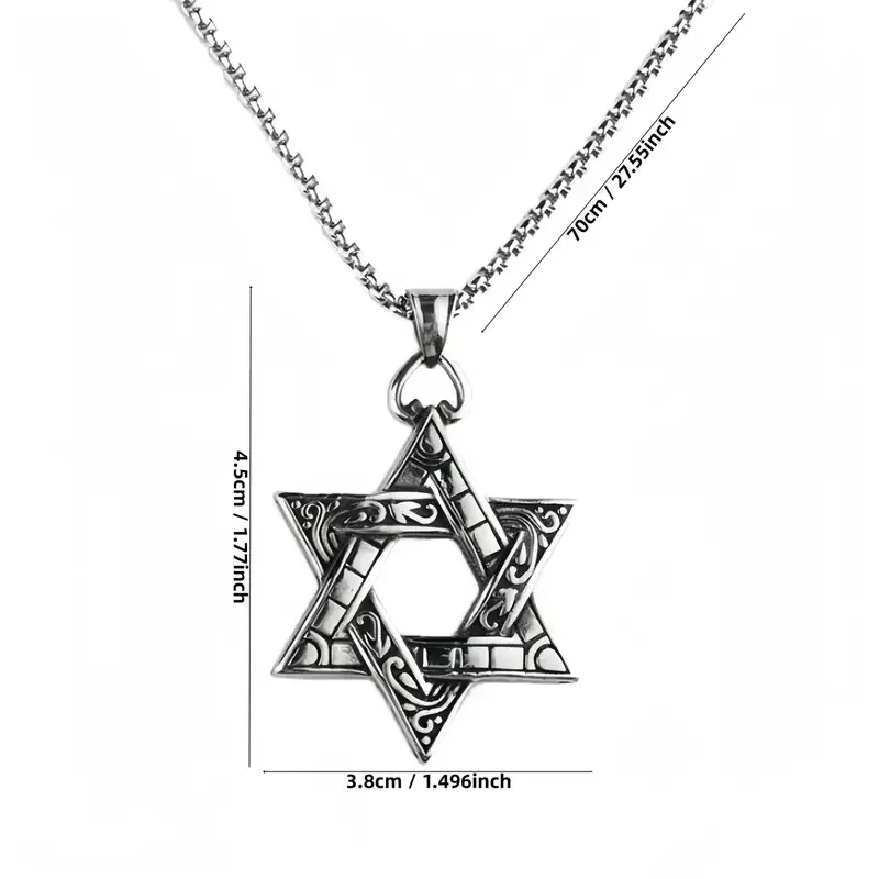 Подвеска Звезда Давида на цепочке – мужской кулон в ретро стиле Киев - изображение 5