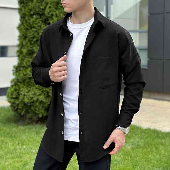 Чоловіча чорна сорочка з довгим рукавом Pobedov Founder Київ