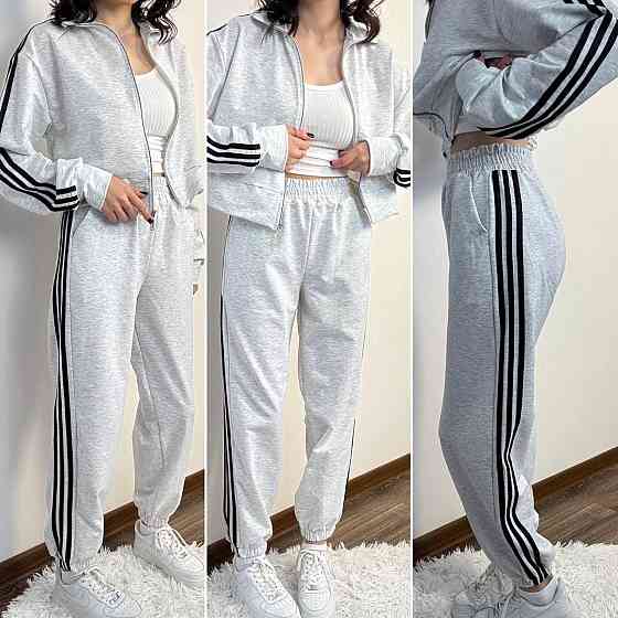 Женский повседневный спортивный костюм двойка: кофта и штаны с лампасами турецкая двунитка 42/44, Меланж Одесса
