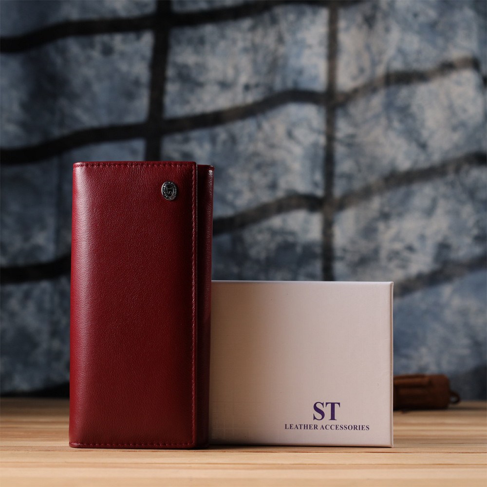 Жіночий шкіряний гаманець з монетницею бордовий (ST Leather) Київ - фото 4