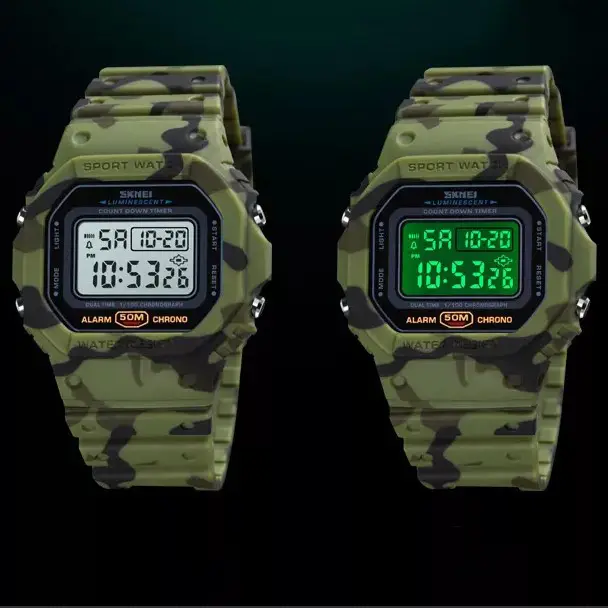 Чоловічий наручний електронний годинник Skmei 1628 Камуфляж Вінниця - фото 6