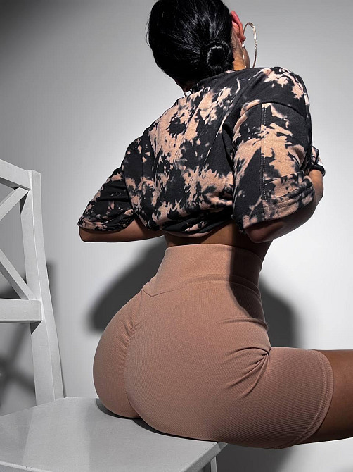 Жіночий літній костюм-двійка: топ і шорти двонитка варенка + трикотаж рубчик Беж, 46/48 Одеса - фото 3