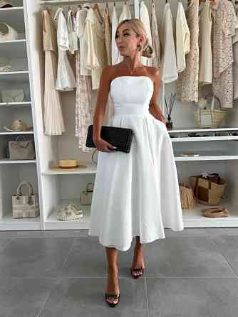 Женское романтическое платье с открытыми плечами креп костюмка Белый, 46/48 Одесса