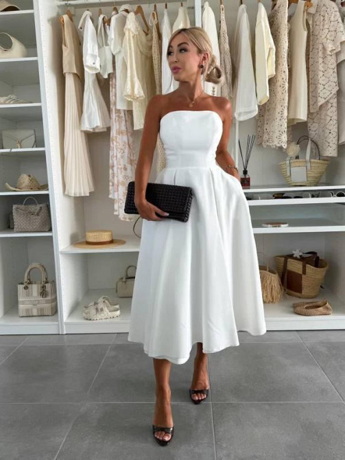 Женское романтическое платье с открытыми плечами креп костюмка Белый, 46/48 Одесса - изображение 4