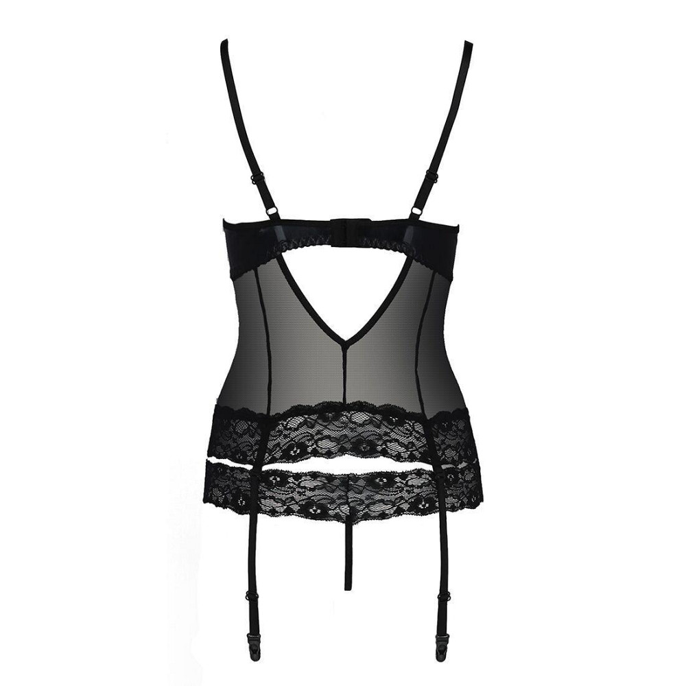 Корсет з відкритими грудьми Passion Exclusive NORTH CORSET XXL/XXXL, black, пажі, трусики, шнурівка Sex Aura Київ - фото 6