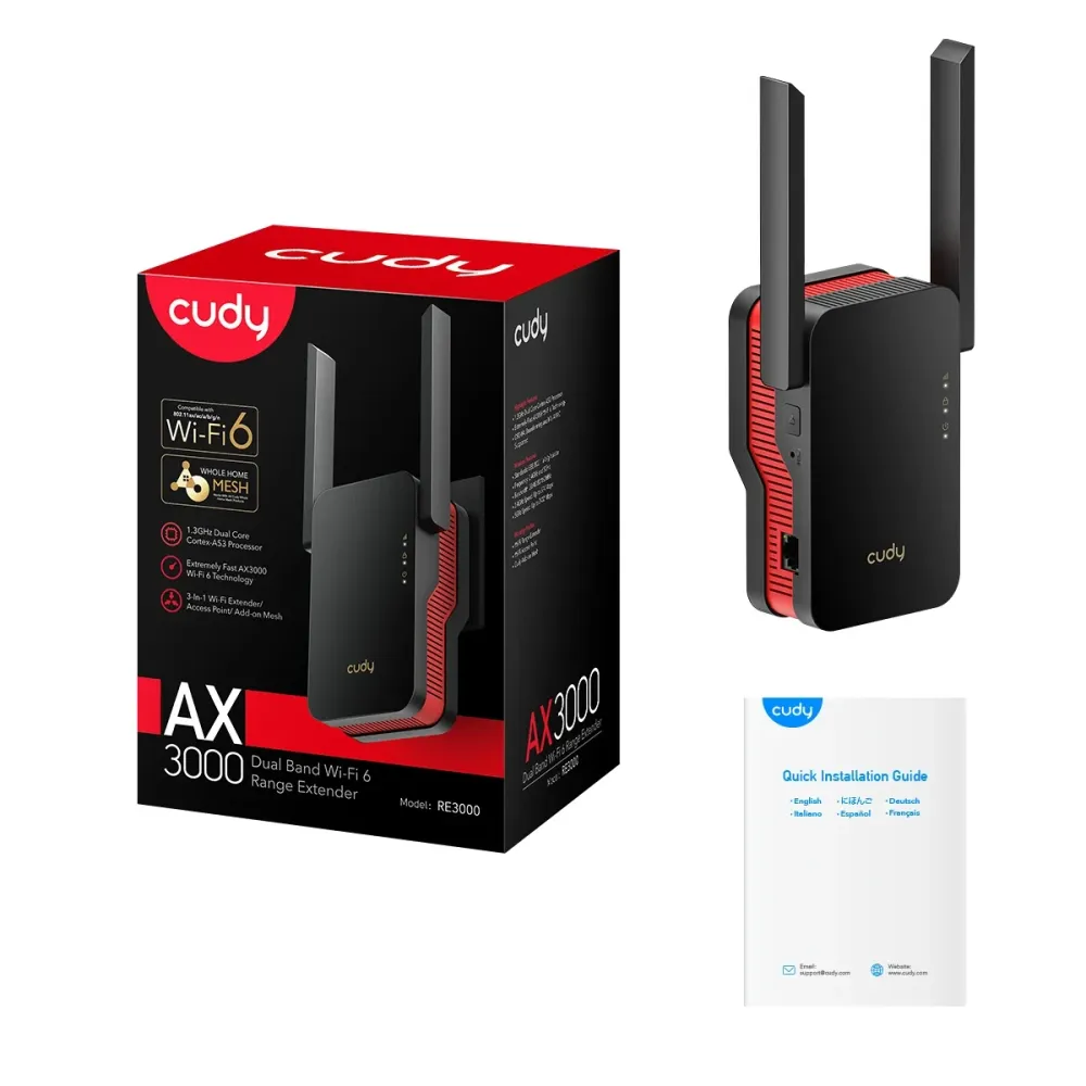 WiFi 6 Mesh ретранслятор Cudy RE3000 Black гігабітний AX3000 (73-00554) Киев - изображение 5