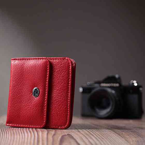 Женский компактный кошелек с карманом для монет из натуральной кожи ST Leather 22689 Красный Киев