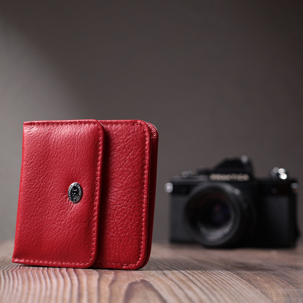 Женский компактный кошелек с карманом для монет из натуральной кожи ST Leather 22689 Красный Киев - изображение 3