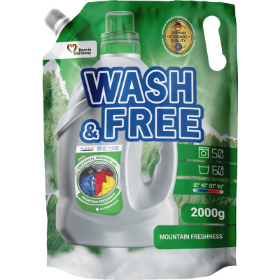 Гель для стирки Wash&amp;Free Горная свежесть Дой-пак 2 кг (4262396144942) Вінниця - фото 1