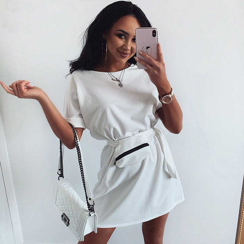 Женское летнее платье с сумочкой на поясе 