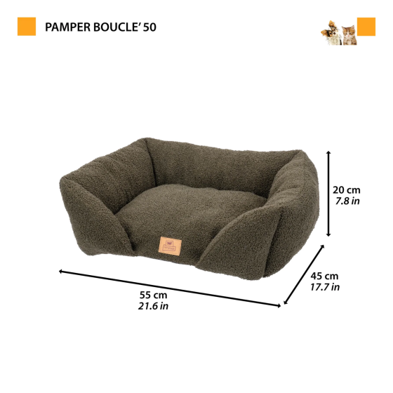 Лежак — диван для собак і кішок Ferplast Pamper Boucle (Ферпласт) 55х45х20 см — 50, Темно-зелений Запоріжжя