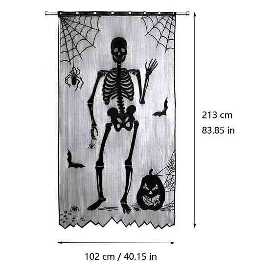 Декор на Хэллоуин штора Скелет 1 штука 213 на 102 см черный Киев
