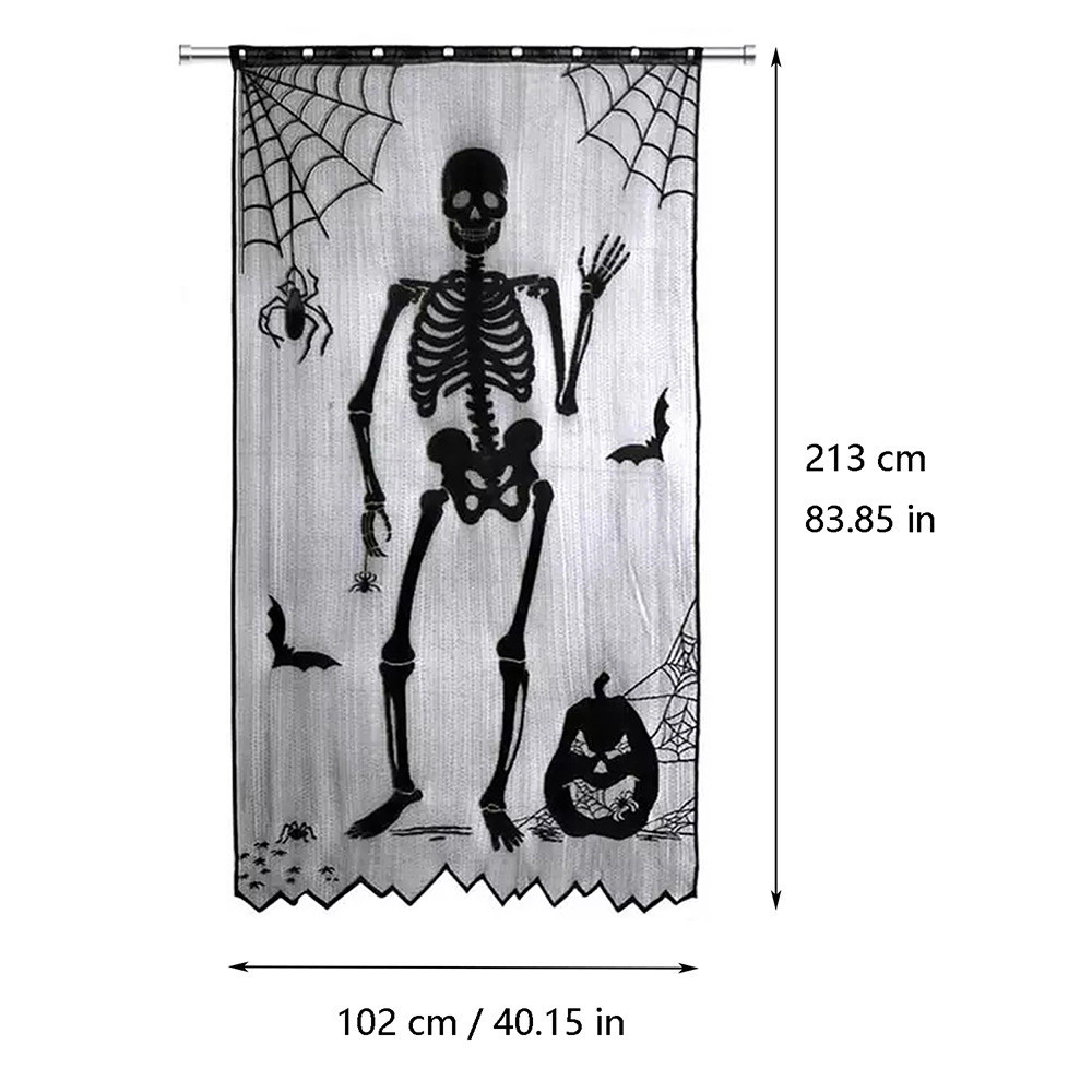 Декор на Хэллоуин штора Скелет 1 штука 213 на 102 см черный Киев - изображение 2