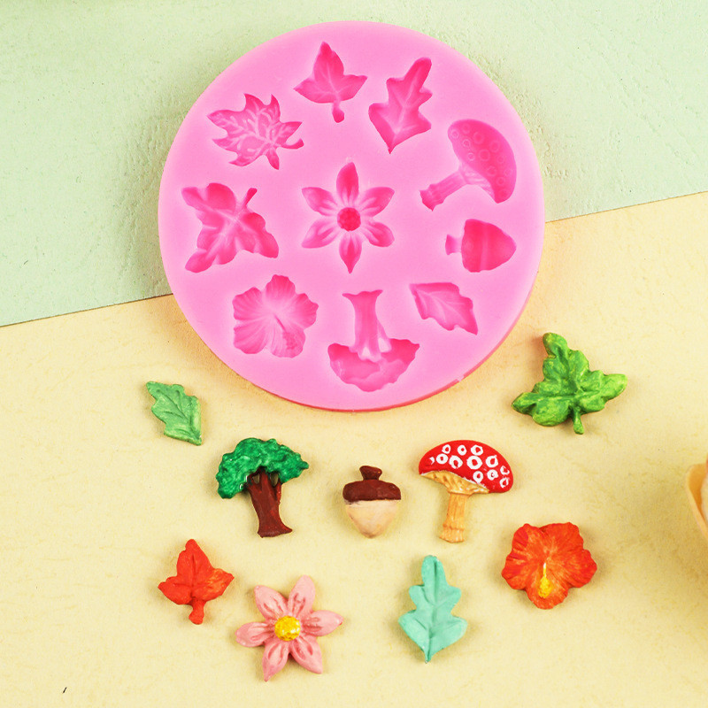 Молд силиконовый Листья и цветы 67 мм розовый Киев - изображение 1