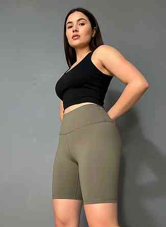 Шорти жіночі Black Cyclone 2683-2695 велосипедки дайвінг з широким поясом та написом clo бежеві, бежевий, 2XL Київ