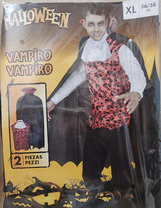 Чоловічий костюм Вампір для вечірки на Хелловін жилетка та плащ розмір ХL 56-58 чорний Київ - фото 8