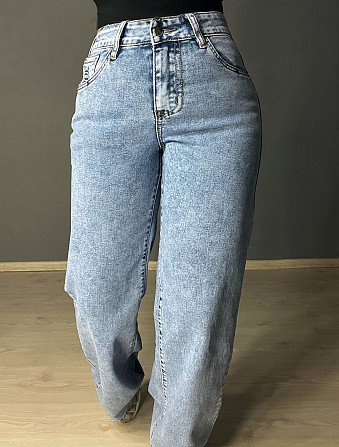 Джинси жіночі Meecaloo 6010 palazzo jeans comfort полегшені палаццо широкі блакитні, блакитний, З2,  Одеса - фото 7