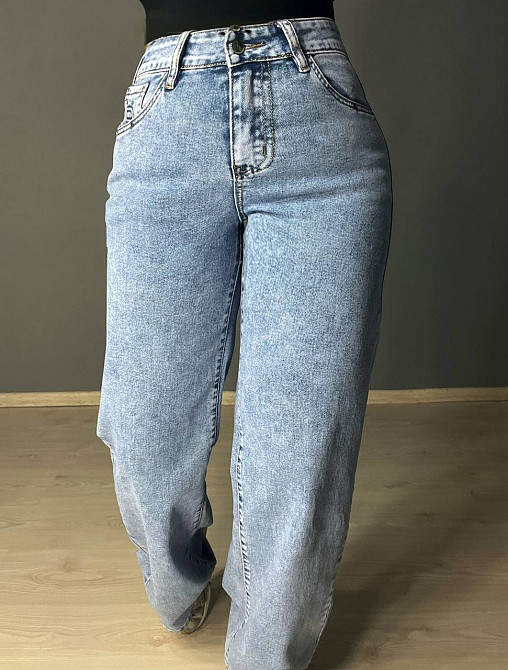 Джинсы женские Meecaloo 6010 palazzo jeans comfort облегченные палаццо широкие голубые, голубой, З2, Одесса - изображение 7