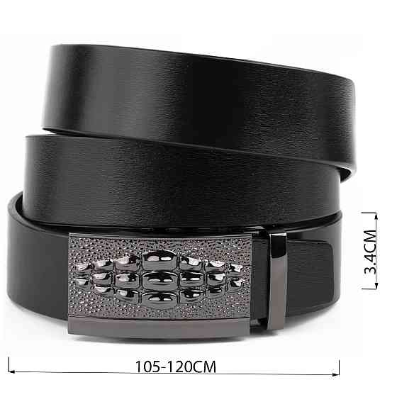 Ремінь чоловічий з пряжкою автомат і силуетом під екзотику Vintage 20300 Чорний Київ