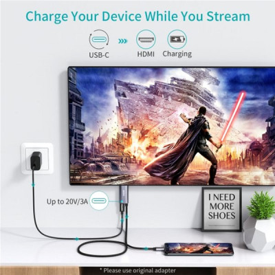 Кабель мультимедійний USB-C to HDMI M 1.8m 4K60Hz Choetech (XCH-M180GY) Вінниця - фото 2
