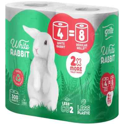 Туалетний папір Grite White Rabbit 3 шари 300 відривів 4 рулони (4770023351934) Вінниця