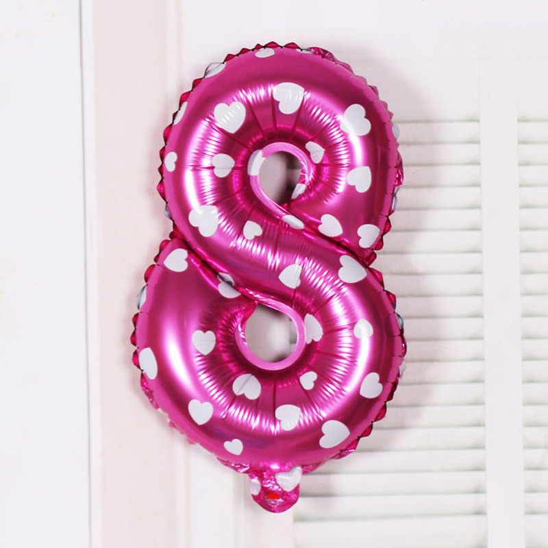 Шарик цифра 8 фольгированная с сердечками 32 дюйма розовый Киев - изображение 3