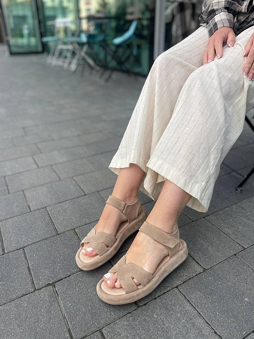 Соната Босоніжки жіночі пісочні Соната Люба літні, натуральна замша / Модні босоніжки літні р. Коломыя - изображение 4