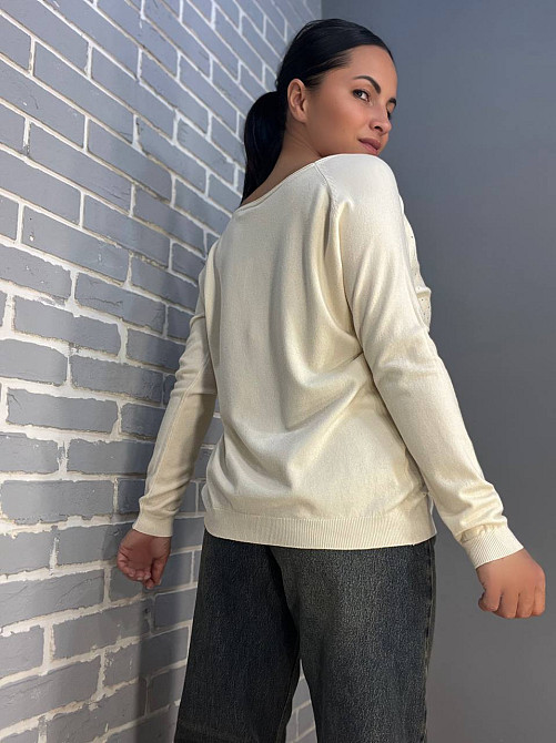 Джемпер жіночий ACCORDDREAM 9067 тонкий светр розсип камінців, молочний, one size Київ - фото 14