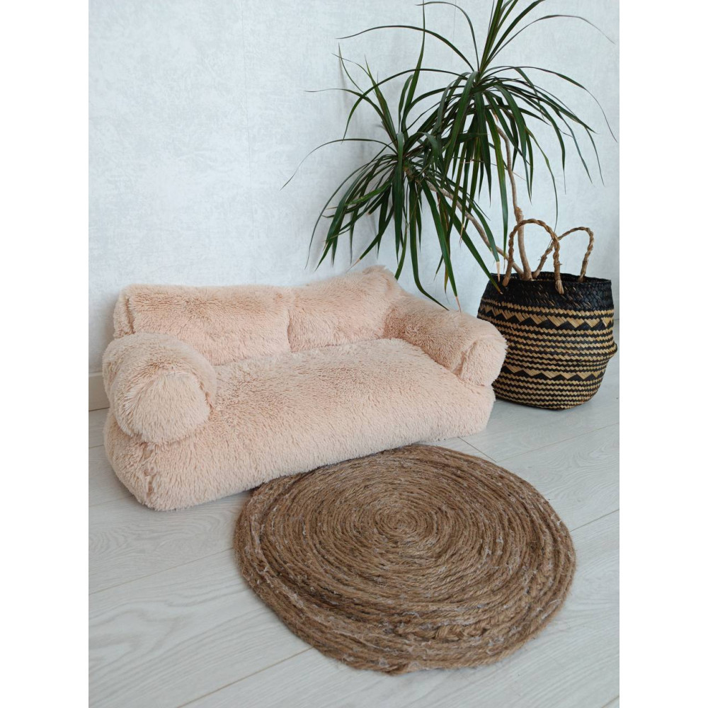 Хутряний диван лежак для собак і кішок спальне місце для тварин знімни Incor бежевий 10079 M (66х37х33) Київ - фото 8