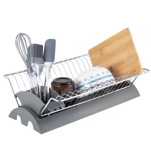 Сушарка для посуду 41,5*25,5*11,5см з піддоном хромована сталь сірий 0769A KAMILLE Житомир - фото 2