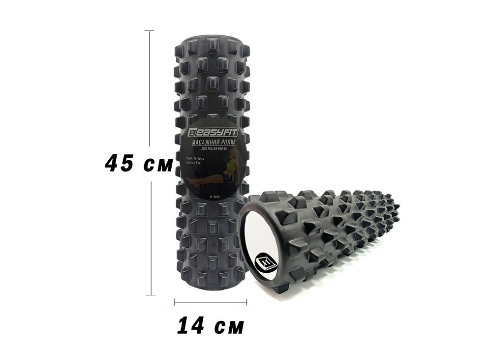 EasyFit Масажний ролик EasyFit Grid Roller PRO 45 см Чорний Коломыя - изображение 1