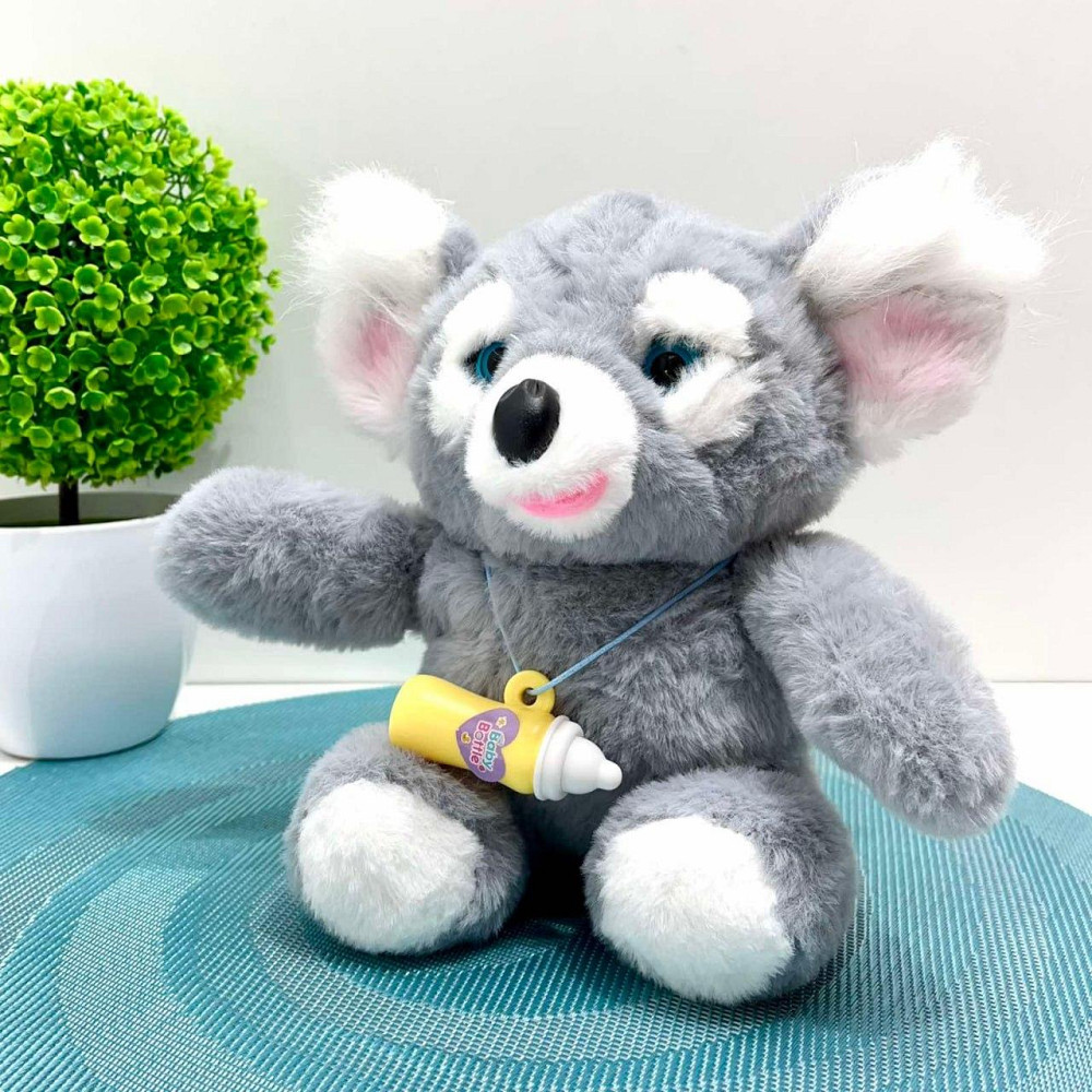 Коала інтерактивна м'яка іграшка пляшечка в комплекті моргає сенсорний та магнітний датчик звук 24см Сірий (933-216 E) Чернигов - изображение 1
