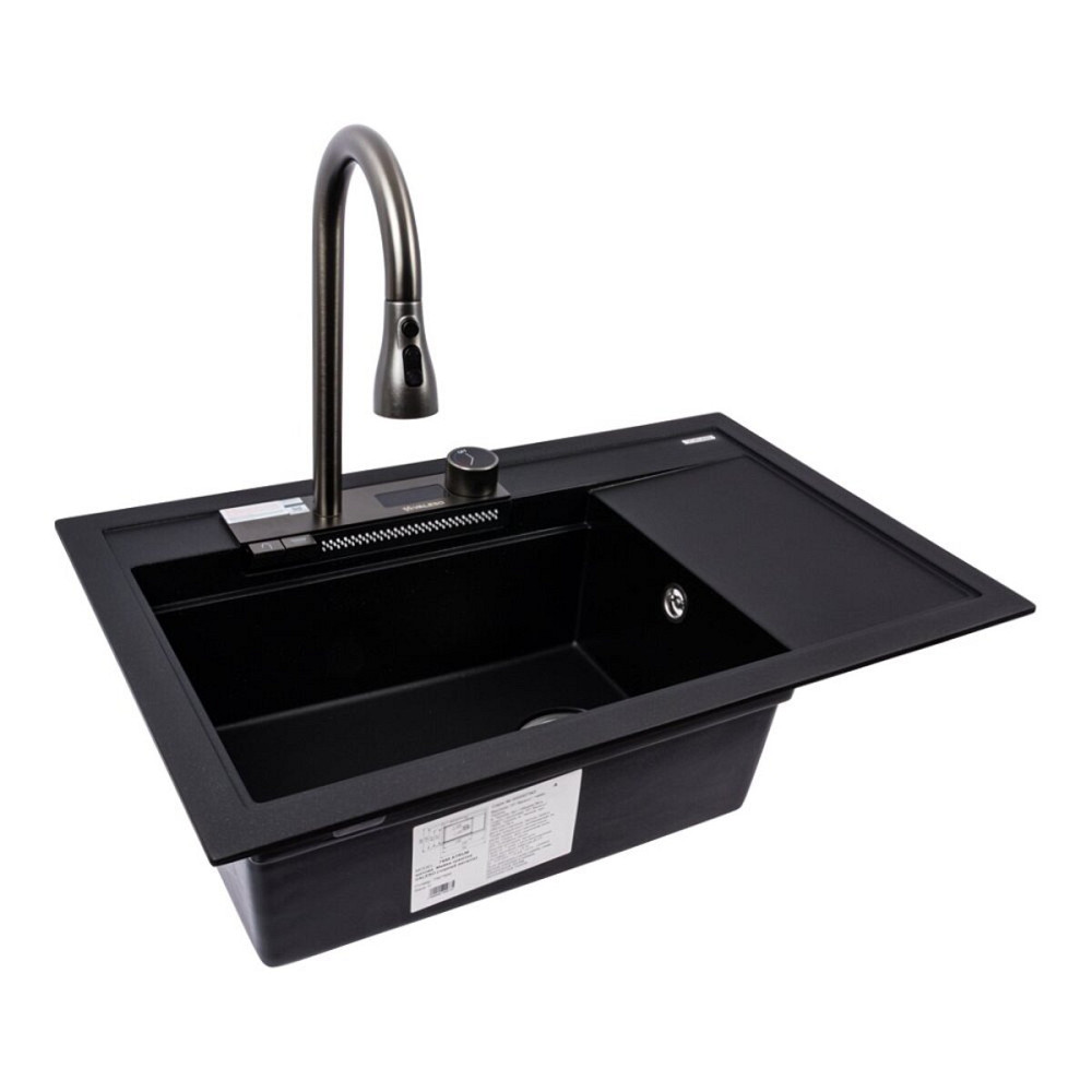 VALESO Гранітна мийка VALESO ATRUM 7950 матова Чорний металік Киев - изображение 4