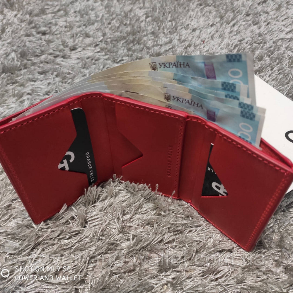 Женский красный кошелек из винтажной кожи маленького размера Grande Pelle Киев - изображение 3