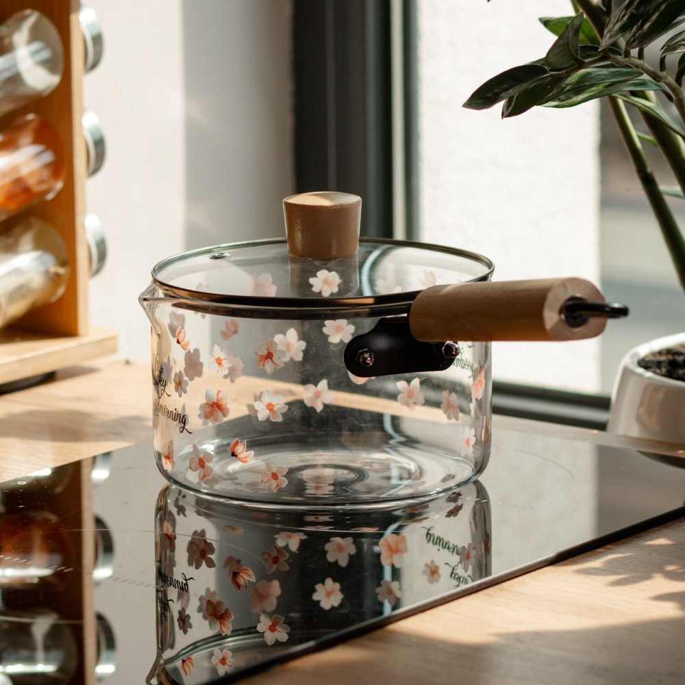 Yiwu Скляний ківш із кришкою для кухні 1.8 л ручкою і носиком HP-34-19 Київ - фото 6