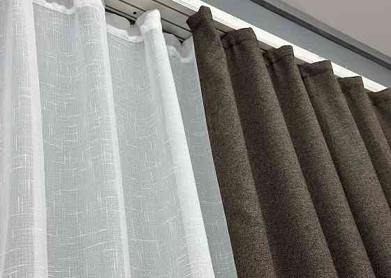 Шторная ткань премиум класса лен фактурный, коллекция «ELEMENTA» цвет венге 1867ш Киев