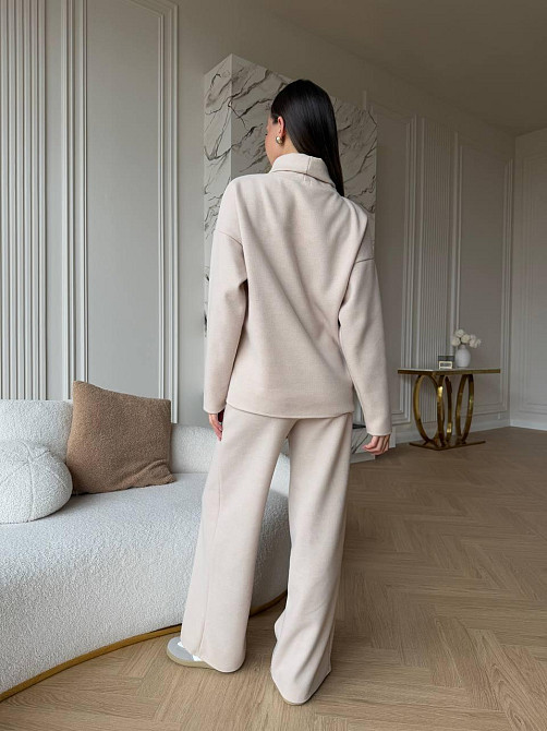 Женский базовый костюм двойка: свитер и брюки турецкая вязка Бежевый, 42/46 Одесса - изображение 3
