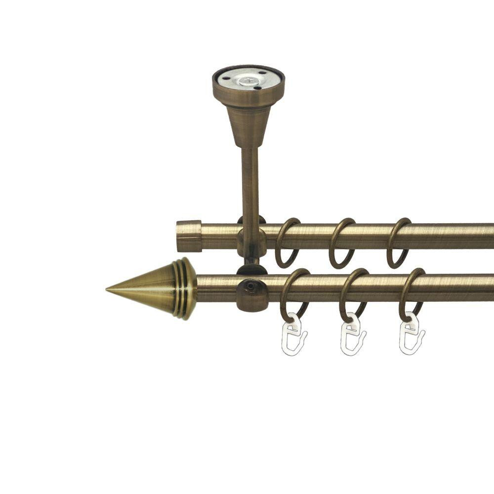 Карниз Orvit Конус металевий дворядний відкритий до стелі гладка труба кільце металеве Антик 16\16 мм 200 см Львов - изображение 1