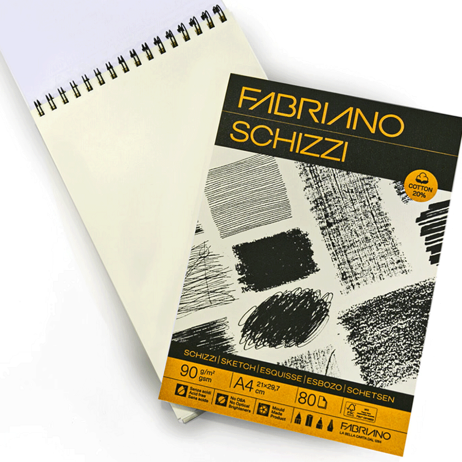 Альбом для эскизов на спирали Schizzi Sketch А3, 90г/м2 80л 20% хлопок Fabriano Киев - изображение 1