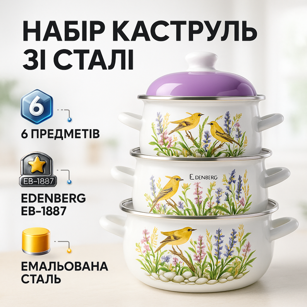 Набор кастрюль с двойным слоем эмали, Набор кастрюль с антипригарным внутренним покрытием LE-69 Львов - изображение 10
