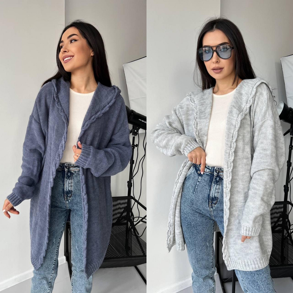 Женский модный вязаный кардиган с капюшоном. 44-54р. Киев - изображение 4