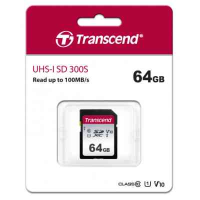 Карта памяти Transcend 64GB SDXC class 10 UHS-I U1 V10 (TS64GSDC300S) Винница