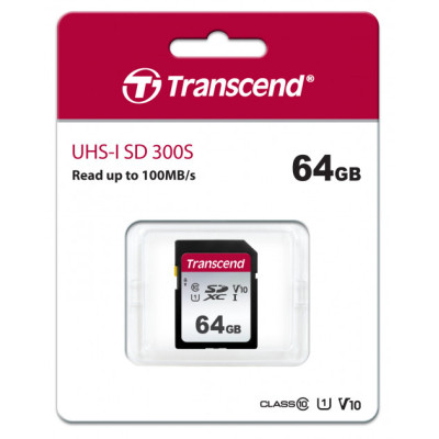 Карта памяти Transcend 64GB SDXC class 10 UHS-I U1 V10 (TS64GSDC300S) Винница - изображение 2