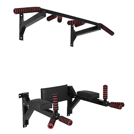 Турник брусья пресс стационарный 3 в 1 KZ-553 Спортивные стенки и турники для дома Черный Киев