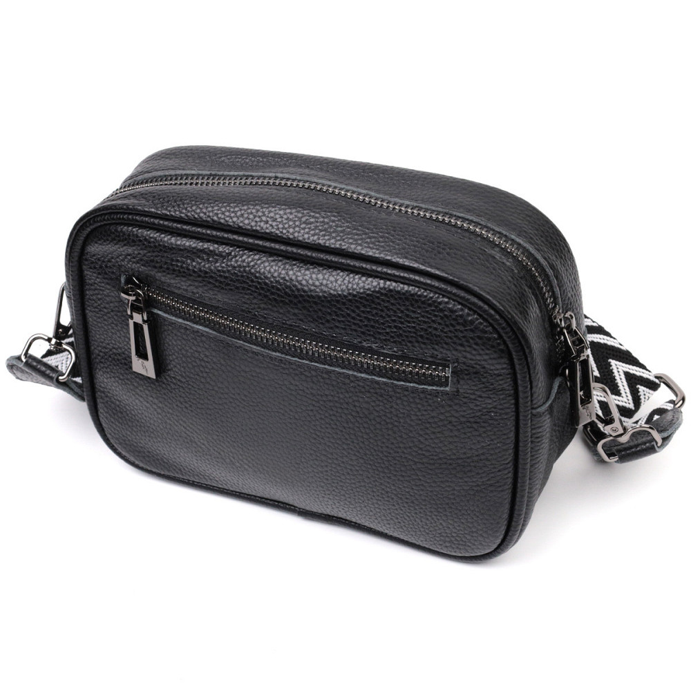 Классическая кожаная женская сумка через плечо на одно отделение Vintage 22387 Черная Киев - изображение 2