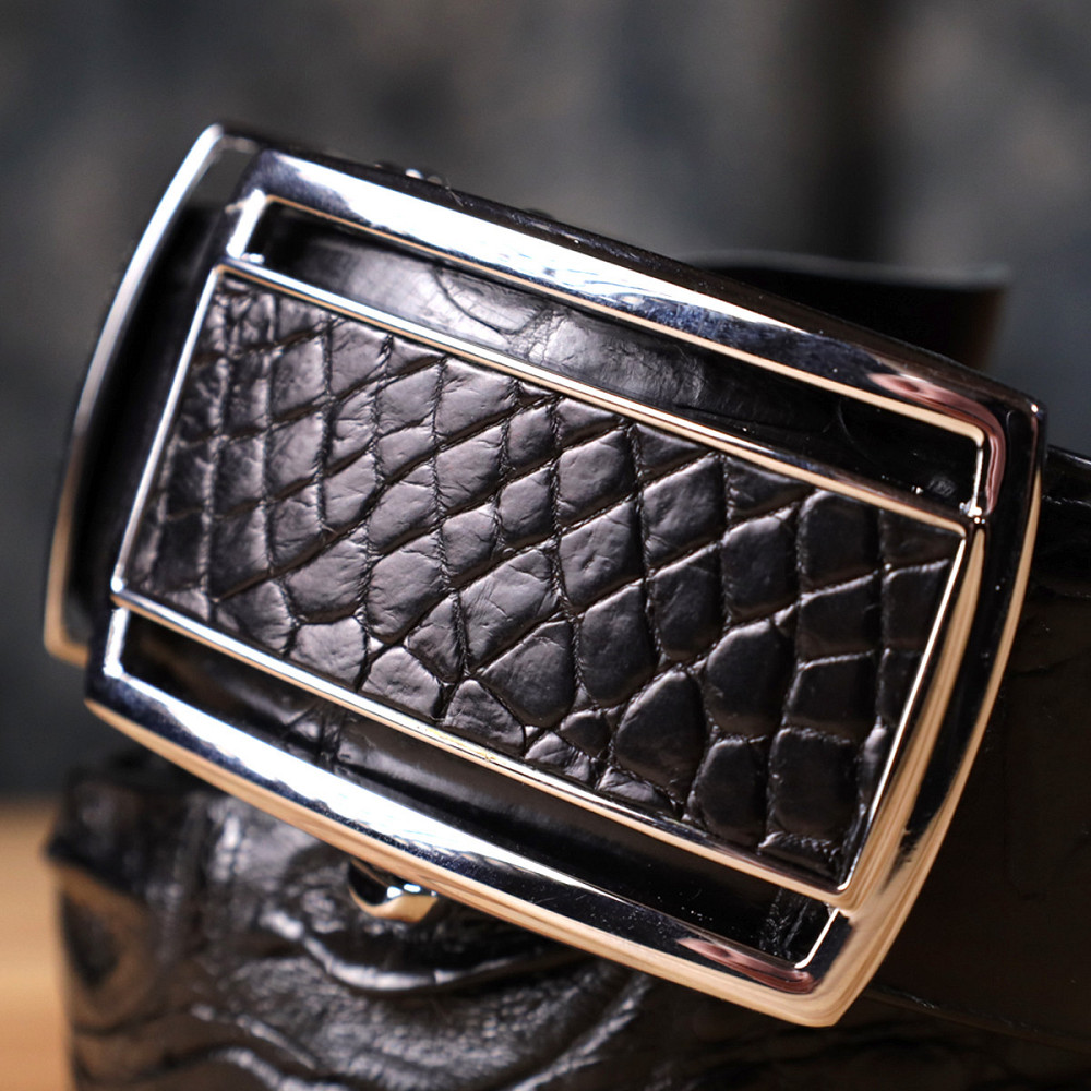 Ремінь-автомат CROCODILE LEATHER 18239 з натуральної шкіри крокодила Чорний Київ - фото 2