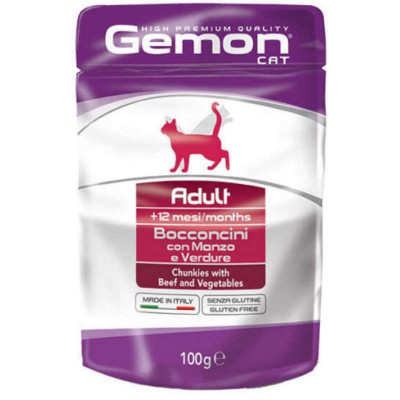 Влажный корм для кошек Gemon Cat Wet Adult говядина с овощами 100 г (8009470300919) Винница - изображение 1