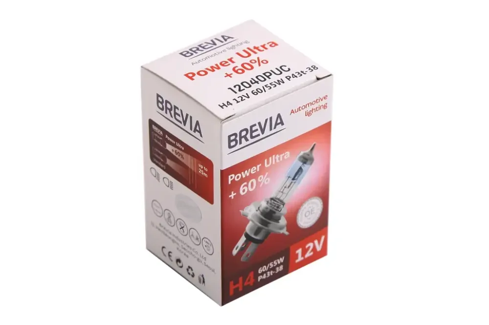 Лампа галогенная 12В  H4/P43t Brevia  60/55  +60% Power Ultra Винница - изображение 4