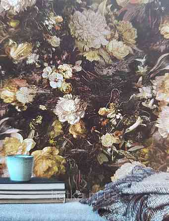 Обои виниловые на флизелине AS creation The Bos 0.53х10 цветы пионы розы астры желтые розовые на черном Киев