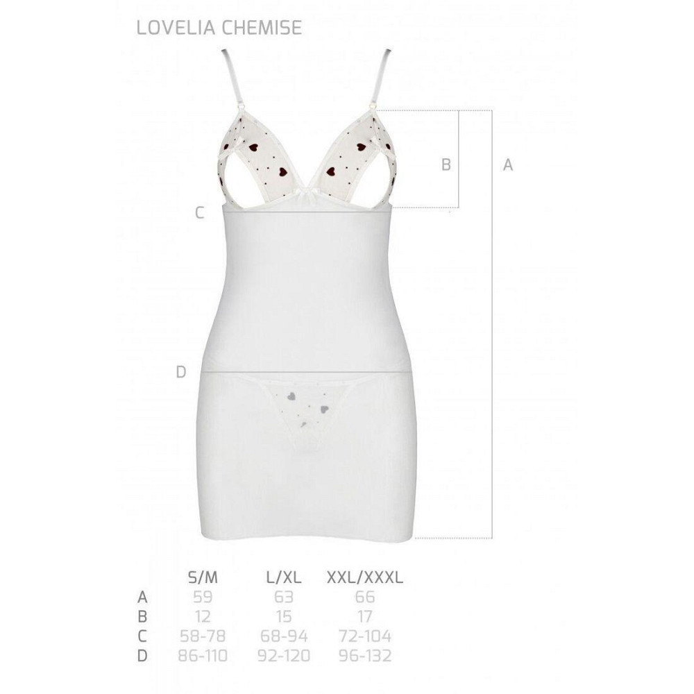 Сорочка з вирізами на грудях, стрінги Passion LOVELIA CHEMISE L/XL, white Sex Aura Київ - фото 7